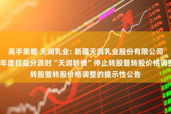 高手策略 天润乳业: 新疆天润乳业股份有限公司关于实施2024年度权益分派时“天润转债”停止转股暨转股价格调整的提示性公告